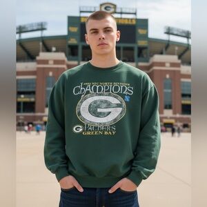 Vintage NFC North Champs 2002 Green Bay Packers Crew Graphic Sweater Medium